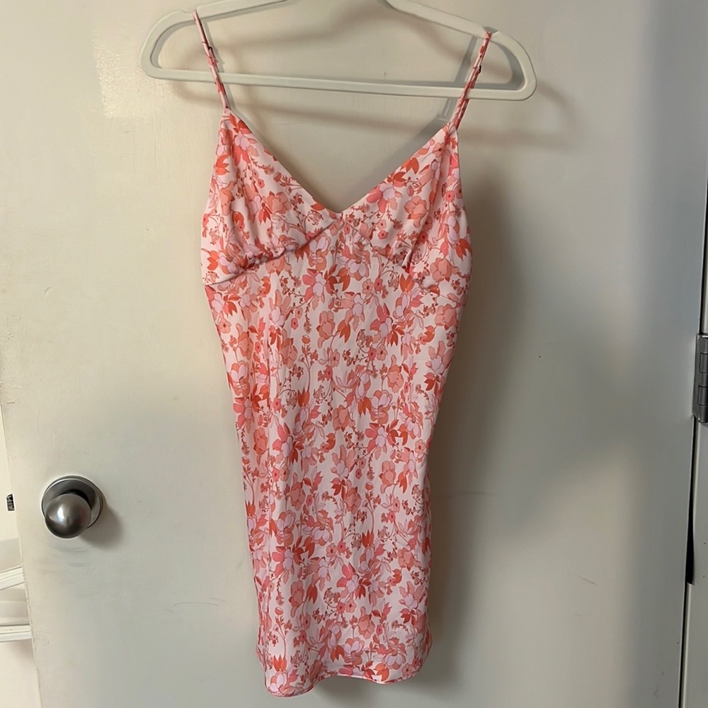 RESA double strap shift dress pink with floral